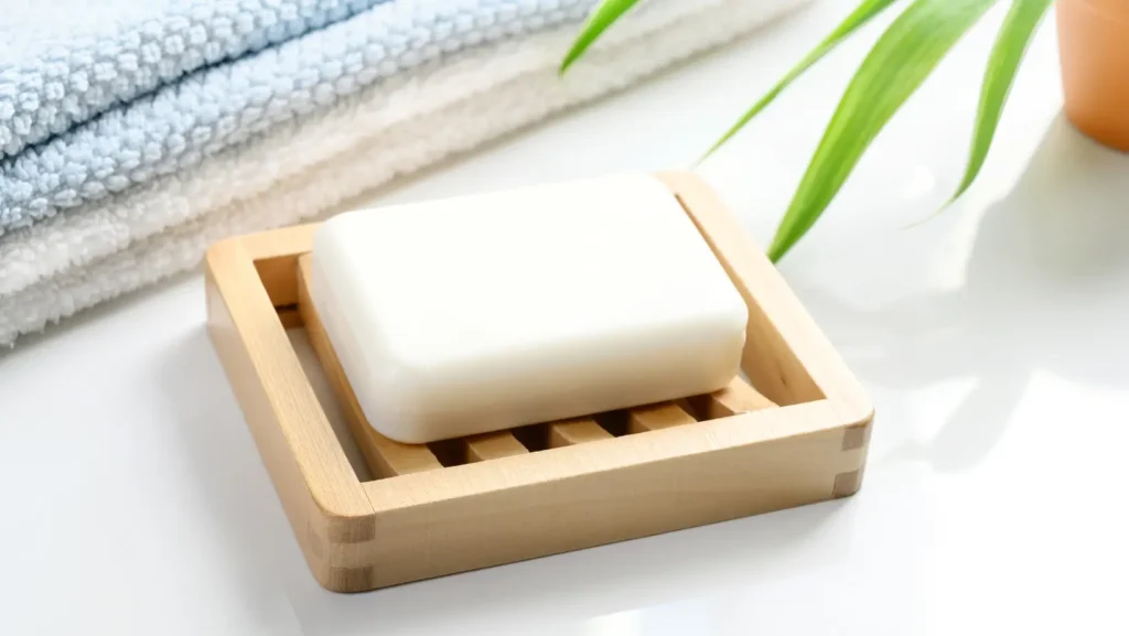 Showing how to store bar soap when in use - Use a Soap dish With Drainage